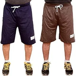 dressify ™ Men's I Boys Plain Relaxed Fit Cotton/Hosiery Barmuda/Shorts/Nikar Pack of 2 Blue &-picture-29