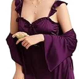 ledelav Women's Honeymoon Night Dress, Wedding Anniversary Dress, Valentine Day Celebration Dress with Robe-picture-29