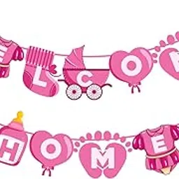 ZYOZIQUE Baby Girl Welcome Home Decoration Banner For Baby Shower/Welcome Party Banner, Pink-picture-18