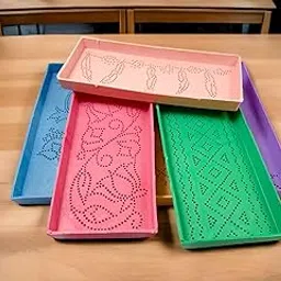 SESONBY (Set of 12) Rectangle Small Size Small Jali Rangoli Making Stencil Rangoli Stancils Tools Diwali Rangoli Rangoli Tools with Pre Drawn Design Design May Vary-picture-40