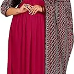 yash gallery Women’s Rayon 3/4 Sleeve Bagru Printed Alia Cut Kurta with Zig Zag Dupatta and Pant (Pink)-picture-35