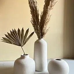 Craftribal Minimalistic White Vase Set of 3, Size (9.5x5.5x5.5) Ceramic Flower Vase for Living Room,Flower Pot for Showpieces, Centrepiece vases for Pampas Grass Modern Vases for Home Decor-picture-11