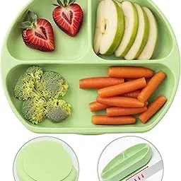 a baby cherry - Suction Plates for Baby & Toddler | Silicone Plates for Babies | BPA Free | Divided Plate for Kids Self Feeding 6~24 Months-image-0