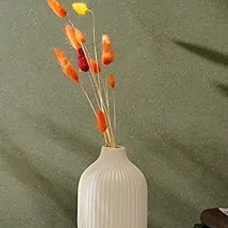 PUREZENTO Ivory Textured Rounded Bottle Shaped Ceramic Vase 6.5 Inch – Pack of 1 | Decorative Ceramic Vase for Home Decor, Living Room, Office | Vases for Dried Flowers & Pampas Grass image 1