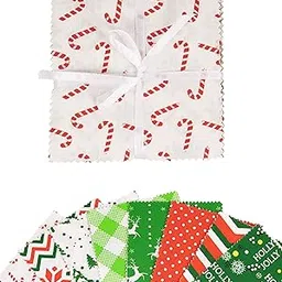 Soimoi Christmas Print Precut 5-inch Cotton Fabric Quilting Squares Charm Pack DIY Patchwork Sewing Craft- Red & Green-image-3