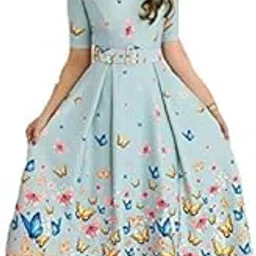 lazzly Women's Satin Silk Fit and Flare Knee Length Western Dress-picture-24