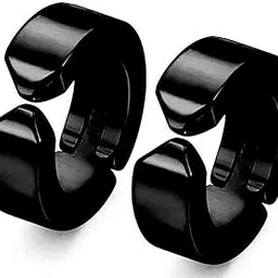 xwpzk Black Color Hoop Earings for Mens/Boys/Girls/Women/Unisex (1 Pair) Stainless Steel Huggie Earring Kyanite Silver Hoop Earring-picture-55