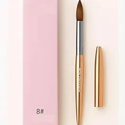 Bolt bee Professional Acrylic Nail Art Brush #, Rose Gold Handle, with Pink Storage Case (no.8)-picture-21