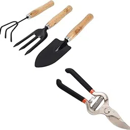 Gardening Tools Combo – Stainless Steel Garden Shears Pruners Scissor 1 Pc & Hand Cultivator, Small Trowel & Garden Fork 3 Pc – Heavy-Duty Outdoor Gardening Set for Plants Care (Pack of 4)-image-55