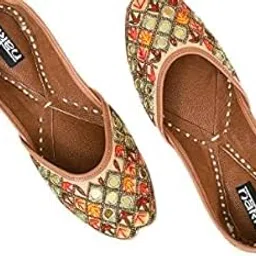 nakh Women's/Girl's Leather Soft and Comfortable Traditional Ethnic Work Jutti | Mojari | Belly with Embroidery Work-picture-37