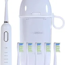 Sonic Toothbrush，Electric Toothbrush Set with 6 Brush Heads and A Travel Case，It Includes UV-C Cleaning and Air-Drying Functions，41000 VPM 4 Modes and 3 Intensities，One Charge for 90 Days (White).-image-70