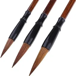 HEAVENGLOW 3 Pieces Wooden Chinese Calligraphy Brush Panting Kanji Writing Tools #7-image-79