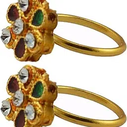 maya fashion Golden Brass Stone Stud Toe Ring Size Free Designer Toe Rings Set |Fashionable & Durable Jewelry for Women Sku-toe34-picture-37