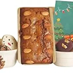 DREAM A DOZEN 100% Eggless, Veg, Season's Combo Gift Hamper | 500 grams Eggless Plum Christmas Cake, Gingerbread Christmas Cookies, Red Velvet Cookies and Personalized Christmas Greeting Card-image-2