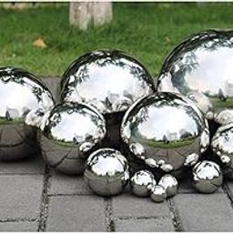 atorse ATORSE® Stainless Steel Mirror Polished Sphere Hollow Round Ball Garden Decor 12cm|Home Items for Living Room, Home & Garden, Home Product, Flower Planters for Home-office-Lawns|-picture-0