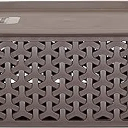 KOLORR Royal Baskets 1 Regular Basket with 1 Lid - Dark Brown | stackable| easy to clean | strong and durable | BPA free | Multipurpose Plastic Storage Basket, Rectangular-image-57