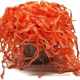 Kuber Selection 80 Grams Orange Crinkle Confetti Shredded Shreds Grass Paper for Tissue Paper Gift Wrapping,Craft DIY, Basket Packaging Filling, Decoration 80 Grams (Orange)-picture-22