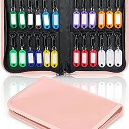 Uniclife Zippered Key Case Organizer Waterproof and Fireproof Pink Key Binder with 24 Hooks and Tags Portable Key Storage Book for Offices Real Estate Agencies Hotels and Rental Management-picture-48