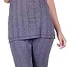 unix Women's Super Soft Thermal Winter Wear Body Warmer in Off White and Grey Top-Bottom Set-picture-18