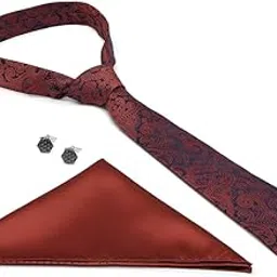 van heusen Men Maroon Party Tie Pocket Square And Cufflink-picture-10