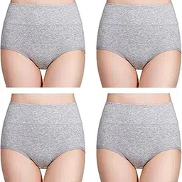 Women's Cotton PN-040 Fitted Bikini Style Underwear | Women Thong High Waist Panty | Low Rise Sexy Solid Hipster Lingerie high Waist Panties | 100% Super Cotton Combo(Grey)(Pack of 4).-picture-20