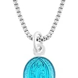 superstore18 Silver Blue Enamelled Blessed Virgin Mary Miraculous Silver metal medal of the immaculate conception Christian Catholic Evil protection for Men Women children (SST8534PCNI)-picture-51
