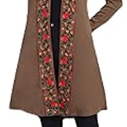 hautemoda Women's Woollen Embroidered Front Open Shrug, Maroon-picture-16