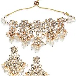 shining diva fashion Latest Stylish Design Fancy Traditional Kundan Pearl Necklace Jewellery Set for Women (16051s)-picture-39