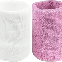 Neska Moda Unisex White and Pink Pack of 2 Cotton Wrist Band-picture-17