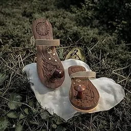 wooden cave Wooden Cave® Khadau Chappal for Men | Wooden Charan Paduka for Puja, Wearable Wooden Chappal Eco-Friendly (Rosewood) (10UK, Strap-WEAR)-picture-34