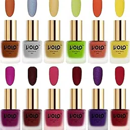 Volo Velvet Dull Matte Bold Colors Nail Polish Combo in Wholesale Rate(Metallic Coral, Metallic Silver, Metallic Golden,Magenta, Maroon, Passion Pink, Carrot Red 96 ml) Pack of 12-image-70