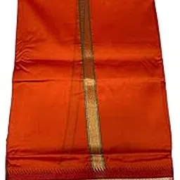 rameshwaram fabrics 9-5 Silk Dhoti Set - Unstitched - Ideal for Puja, Tample, Festival-picture-51