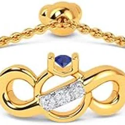 kisna JEWELS 14KT BIS Hallmark Pure Yellow Gold & SI Real Diamond Adjustable Ring For Women-picture-24