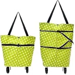 ATETO Foldable Shopping Trolley Carry Bag for Vegetables and Grocery Fabric, Metal Lightweight Folding Shopping Trolley/Travel Luggage Bag with Wheels (Multicolor)-picture-49