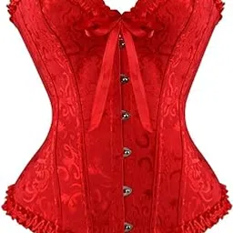 fensir Women Lace Up Overbust Corset Satin Floral Bodyshaper-picture-44