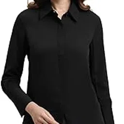 selvia Women's Crepe Cuff Sleeve Solid Formal Office Wear Shirt-picture-37