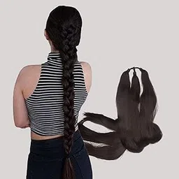 Artificial Fake Long Extensions Hair for Women & Girls - Savaram Gangawan Cataram Sadaraa Paranda Choti False Nakli Hair Wig - Extra Hair Braid Attachment for Ladies - Natural Brown (1pcs)-picture-41
