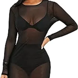 la festiya Soft Mesh Sheer Short Bodycon/Midi Without Lingerie Set for Girls and Women, Midi Dress for Party Cocktail Clubwear-picture-43