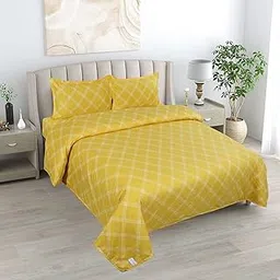 RD TREND® 4 PCS Bedding Set Dohar Bedsheet Set Double Bed (228x254 cm),Fitted Bedsheet (182x198x20 cm) & 2 Pillow Covers for Marriage, Anniversary & Special Occasions,Yellow Combo-picture-33