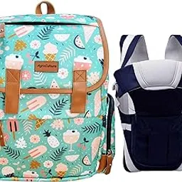 AgroCulture Diaper Backpack cum Laptop bag for kids and Working parents + Baby Carrier (Navy Blue, Unicorn) Baby Diaper Organiser Bag Travelling Bag-picture-39