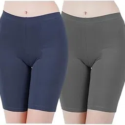Underskirt for Women Girls Safety Anti Bacterial Shorts Boyshort UV Protect Ice Silk Stretchable Cycling Biker Tights Combo Pack-image-43