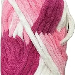 yarn thread company Wool, Plush & Cuddly, Chenille Yarn Supersoft Hand Knitting Wool Ball, (1 Ball/100 Gram Each) Ball Suitable for Craft, Babywear, Baby Blankets, (Pink White)-picture-28