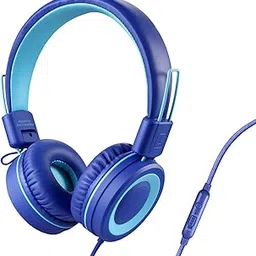 POWMEE P10 Kids Headphones with Microphone,HD Sound Headphones for Children Boys Girls,Adjustable 85dB/94dB Volume Control,Foldable On-Ear Headpone with Mic for School/PC/Cellphone(Blue)-picture-19