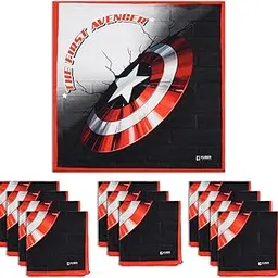 Kuber Industries Marvel Captain America Shield Handkerchiefs | Cotton Handkerchiefs for Boys | Handkerchiefs for Girls | Rumal for Boys & Girls | Hankies for Gifting | Pack of 12 | Red-image-31