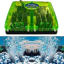 GALLAXY Aquarium Air Pump BL-710S, Aeration Device for Fish Tank 4 Outlet Nozzle Low Noise Oxygen air Pump Power 8 w Out Put 4 * 5L/min 60hz 220-240v Safe Plug Color Green transparen (Green)-picture-44