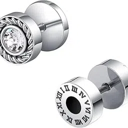 Silver Plated Single Stud Earings Fashion Jewellery Gift for Men-image-64