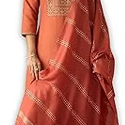hritika Cotton Blend Embroidered Kurta with Pants and Dupatta Set | Ethnic Set | Suit Set | Kurta Set | Wedding Suit Set for Women-picture-17