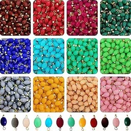 INDIKONB 420 Oval Hanging Beads for Craft | Multicolor Acrylic 6x8mm Lariya Beads for Blouse, Embroidery, Saree Work-picture-30