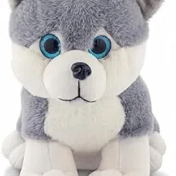 Toy Super Cute Plushie Soft Toys for Kids | Plush Soft Toys for Baby Boys and Girls Kids - Husky Dog | Grey and White, with Blue Eyes | Best Valentine Gift-picture-22