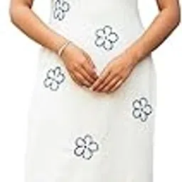 belivora Off-White Khadi Cotton Strappy CO-ORD Kurta Set with Blue Embroidery-picture-25